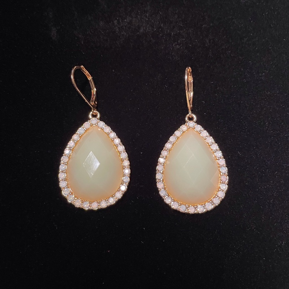 Gold and Opal Tear Drop Earrings - Picture 4 of 4